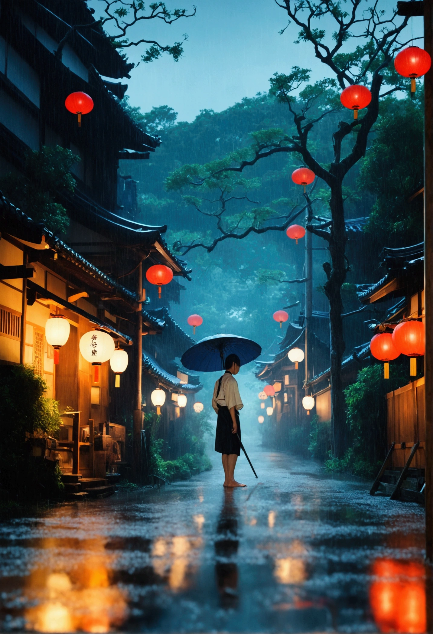 It's about the end of one day.。One of the servants、I was waiting for the rain to stop under Rashomon。