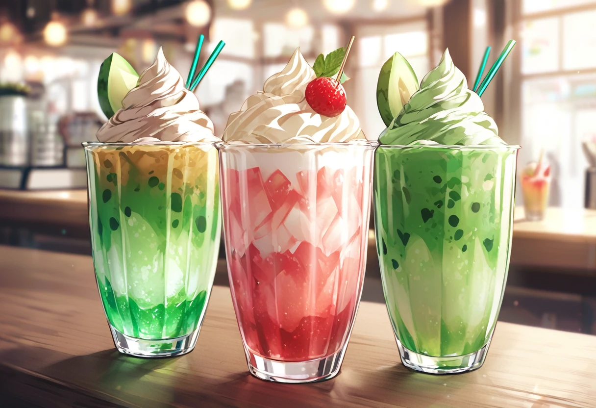 Soft serve ice cream float melon soda