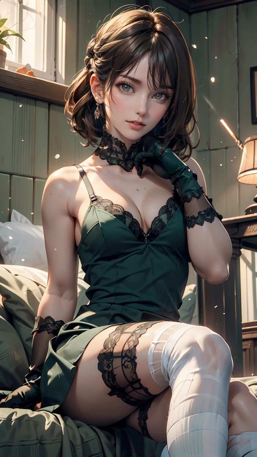 Detailed face, Fine grain, Dutch Angle, Perfect hands, from the front, One girl, ager, Young girl, TeenGirl, 15 yearsBreastsOne girl, Adult, Mature Woman, Average chest, Browsing Caution, lingerie, Avatar (series), CHAR-F Avatarseries トフ・ベイフォン シュリク作, (Brown Hair:1.2), , Poor Complex (green:1.5) Night dress, , (Long frilly elbow gloves, Lace knee socks, High heels:1.15), (Updo:1.3), Embarrassing, tears, Sitting, wave hands, On the snowy coast