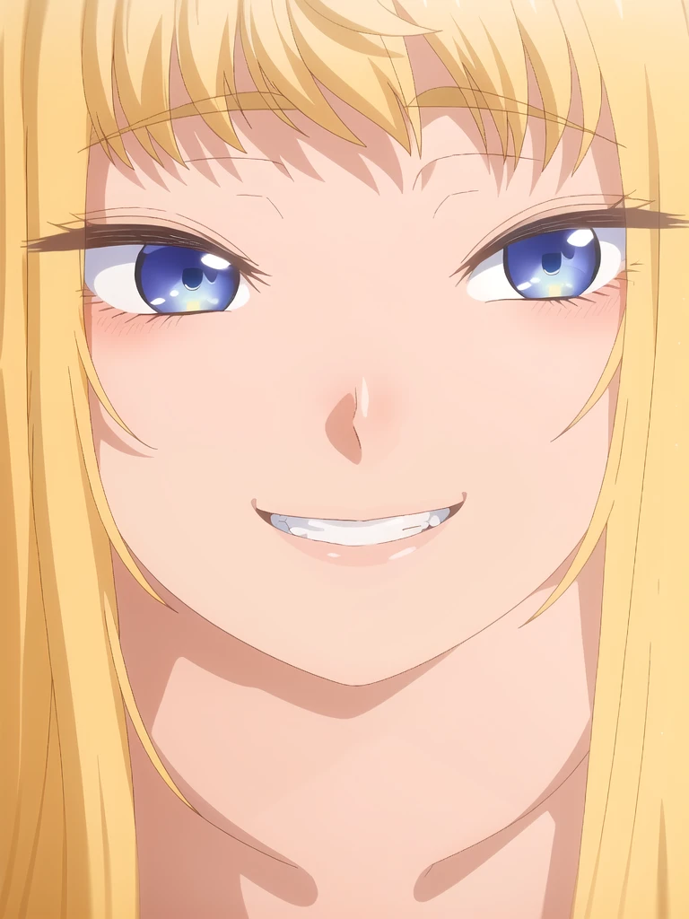 simple background,all nude,pubic hair,cum in pussy,show off nipples,topless,((best quality)),((highly detailed)),masterpiece,absurdres,detailed face,beautiful face,(detailed eyes, deep eyes),(1girl),((dynamic pose)),  minami, blonde hair,huge breasts, long hair, ahoge, bangs, jewelry, blue eyes, eyelashes,solo, standing,looking at viewer, solo, standing,arms behind back, smile showing teeth,