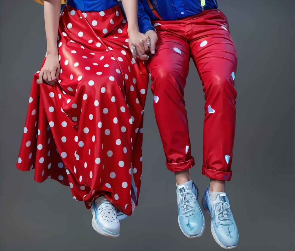 The image features a couple, both dressed in costumes representing the characters of Snow White and the Seven Dwarfs, standing against a black background. 3d style, simplified design, 3d render, glossy texture, smooth 3d model, multiple light sources, rim light, sharp post effects render, (glossy plastic texture with multiple big light probe refractions), perfect cgi, smooth silhouette, high intensity refraction, (super glossy material), most beautiful vfx , blue background, plastic refractions, realistic, 4k, high resolution, rim light, photo shoot, commercial photo, profile shot, 4k, rim light, high resolution, 4k, glossy texture, smooth 3d model, multiple light sources, rim light, sharp post effects render, (glossy metallic texture with multiple big light probe refractions), perfect cgi, cgi art created only with gradients, smooth silhouette, high intensity refraction, (super glossy chrome material), most beautiful vfx, blue background, chrome metal refractions, multiple light sources, rim light, sharp post effects render, perfect cgi, digital art, detailed digital art, reflective, best quality, 4k, masterpiece:1.2, ultra-detailed, realistic, vivid colors, dark and moody lighting, The image of the highest quality, ensuring every detail is showcased perfectly. It in 4k resolution, allowing viewers to immerse themselves in the richness of the colors and intricate details. The realistic rendering. under the spotlight, reflecting, high-resolution image, realistic rendering, dark background, and rim light photorealistic