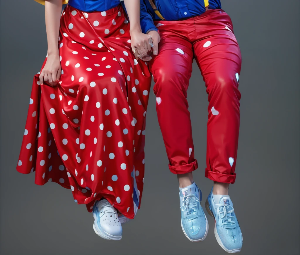 The image features a couple, both dressed in costumes representing the characters of Snow White and the Seven Dwarfs, standing against a black background. 3d style, simplified design, 3d render, glossy texture, smooth 3d model, multiple light sources, rim light, sharp post effects render, (glossy plastic texture with multiple big light probe refractions), perfect cgi, smooth silhouette, high intensity refraction, (super glossy material), most beautiful vfx , blue background, plastic refractions, realistic, 4k, high resolution, rim light, photo shoot, commercial photo, profile shot, 4k, rim light, high resolution, 4k, glossy texture, smooth 3d model, multiple light sources, rim light, sharp post effects render, (glossy metallic texture with multiple big light probe refractions), perfect cgi, cgi art created only with gradients, smooth silhouette, high intensity refraction, (super glossy chrome material), most beautiful vfx, blue background, chrome metal refractions, multiple light sources, rim light, sharp post effects render, perfect cgi, digital art, detailed digital art, reflective, best quality, 4k, masterpiece:1.2, ultra-detailed, realistic, vivid colors, dark and moody lighting, The image of the highest quality, ensuring every detail is showcased perfectly. It in 4k resolution, allowing viewers to immerse themselves in the richness of the colors and intricate details. The realistic rendering. under the spotlight, reflecting, high-resolution image, realistic rendering, dark background, and rim light photorealistic