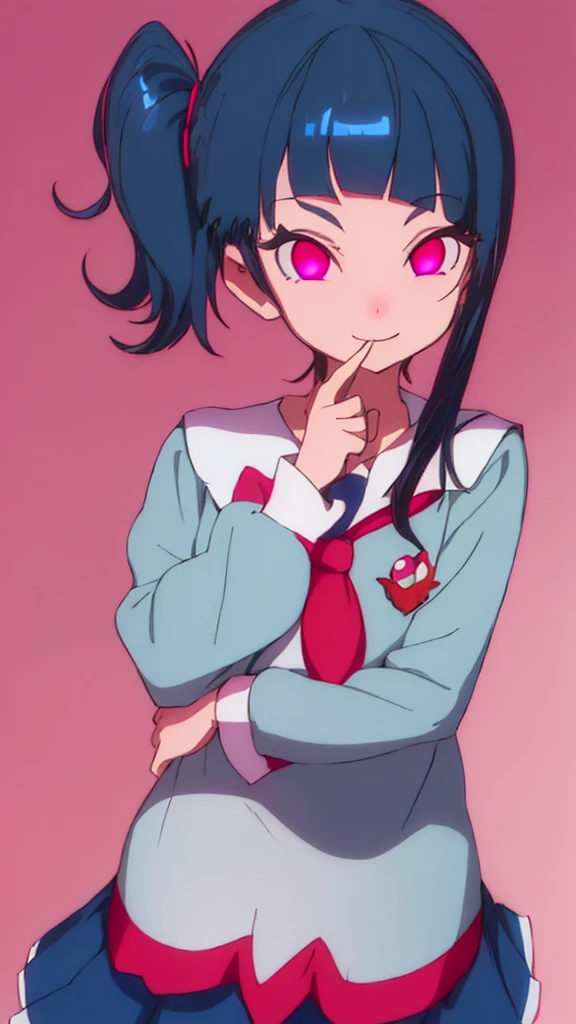 Highest quality, Very detailed,One Girl, alone, {cure_null_hirogarunullprecure:1.15}, Dark blue hair, Red eyes, Crimson flames in your eyes, Long Hair, Twin tails, Magical girl, bangs, Open your mouth, Redhead, multicoloRedhead, One Girl, blunt bangs, Darken your clothes, hair ornaments, Wicked Smile, devilish aura (Shiny fabric:1.5), Full Body Shot, Purple Gemstone, attractive, blush, (Beautiful attention to detail:1.6), Very detailed顔, Perfect lighting, Extremely detailed CG, (Perfect hands, Perfect Anatomy), devil, Red and black color scheme, Shiny material, Grin, blackリボン, blackのサテン手袋, Evil clover leaf ornament, blackのフリル, jewelry, corruption, Latex Gloss, blackのゴシックマント, Wicked Smile, 背景を暗blackの世界, Red Moon, cloudy null, CG Style, One-sided black wing,Dark shadowed face,Sadistic smile,Malice,Contempt,smile,black