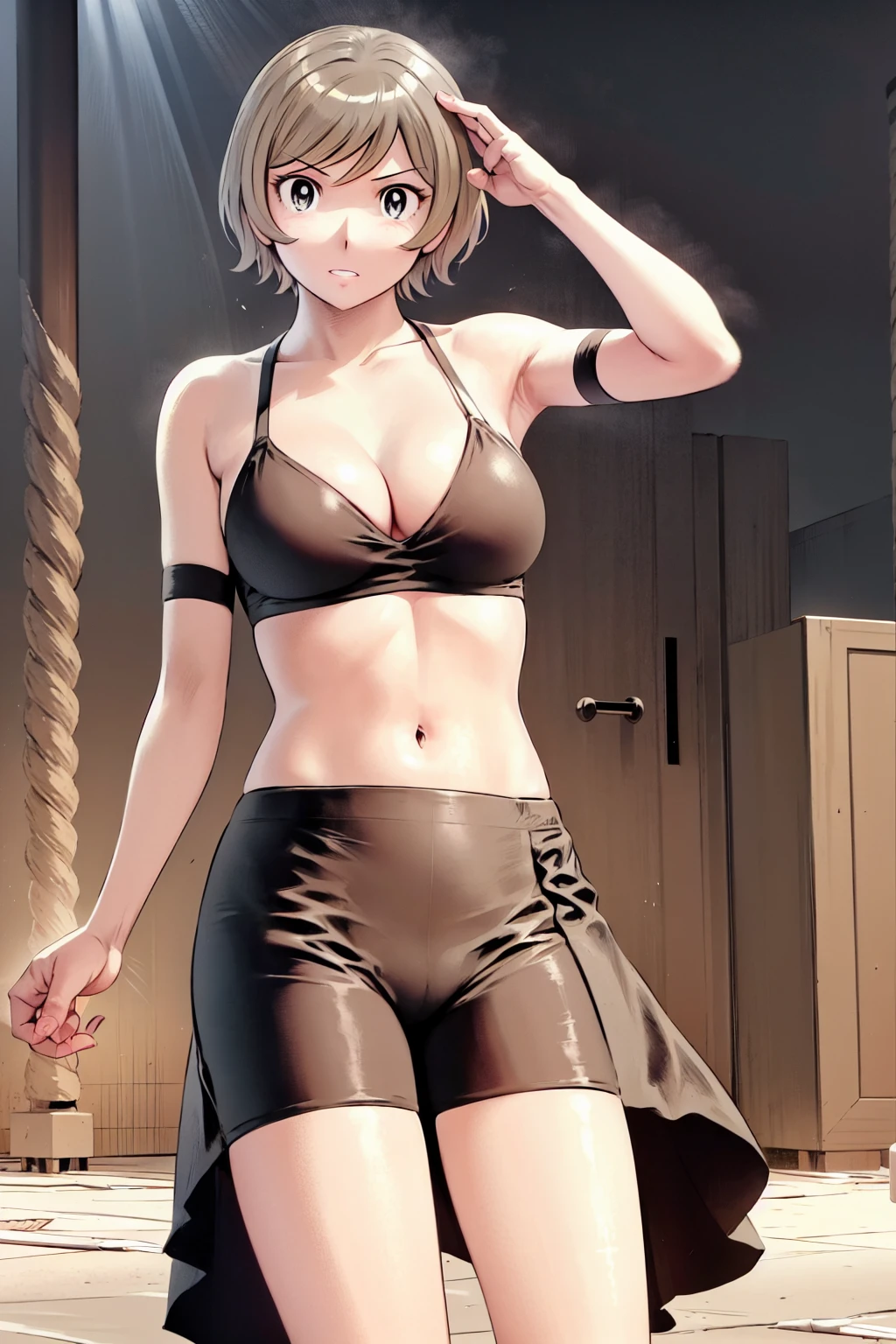 (Baseball uniforms:1.2),
Blonde, (short hair:1.2),Illustration of a person、
View your viewers,, (Highest quality:1.3),One Girl, beach、Outdoor、 ground、ground、soil、blue eyeicro Bikini、(masterpiece、Highest quality)、Highest quality, Ultra-high resolution, (((masterpiece))), alone, Large breasts、One Girl, Front view、Embarrassed face、Bronze colored hair、((short hair))、Stand up straight、Cowboy Shot