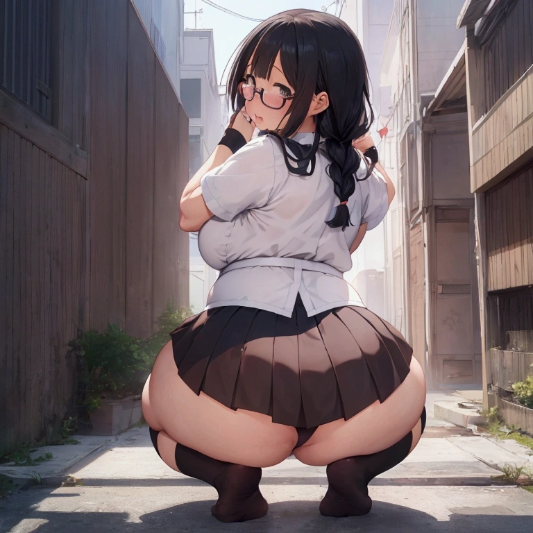 白いシャツと黒いスカートを着た大きなButtのアニメの女の子, Beautiful anime girl crouching, Anime girl crouching, Bend your body, Lit from behind, , chic, [ 4k digital art ]!!, View from behind, Naughty, 超Realisticな女子高生, 超Realisticな , Enchanting anime girl,Anime girl with long hair and skirt standing in front of a wall, Lit from behind, Bend your body, chic, , Beautiful anime girl crouching, (SFW) Safe at Work, [ 4k digital art ]!!, shikamimi, Thick tail, Anime girl in maid outfit, Butt, lower angle,Anime girl with glasses and a skirt standing in front of a mirror, (SFW) Safe at Work, Kantai Collection Style, tits, , a hyperRealistic , Lit from behind, hyperRealistic , Realistic , chic, Anime Maid SS Military, Naughtyなアニメスタイル, Anime Moe Art Style,Anime girl standing on the street in a short skirt and black shirt, (Poop sitting), chic, Anime Moe Art Style, Half Yamada, Realistic Anime 3D Style, （Ahegao）,Smooth anime CG art, 超Realisticな , Gwaiz, Young Anime Girl, Anime Style 4k, Naughtyなアニメスタイル, Beautiful anime girl crouching,(masterpiece), (One serious civil service commissioner: 1.3), (Super thick and plump body: 1.3), (巨大な胸とButt)), (Small Head: 1.2), (Very small uniform)), (Shiny skin: 1.2), (A speech while crouching in the stands in the schoolyard in the morning)), {fat},1boy, penis, doggystyle, from behind, spreadassms, chubby body, fat body, short,ultra detailed, masterpiece, best quality, blush, a woman, rolling eyes, open mouth, school girl, wearing , wearing glasses, classroom, sunset, light particles, hdr, brown grey hair, midium wavy hair, shiny hair, bang, single braid, clear grey eyes, Smiling Kiss, Tongue Out, アニメ ,orgasm face, sexual climax, bitch, back shot, back view, low angle, from below, back view, arched back, looking back, all fours, chubby body, BIG ASS , saliva, BBW, slender waist, anal, seiza, hands on head,white eyes, Hand Drawn, Showing Ass, Bobcut, Knee socks, (Super thick and plump body: 1.3), Butt sticking out, Close your legs, seiza, spread legs, pleated skirt, Stretch your arms back, long pleated skirt, Buttがみえない, Buttが隠れる, Arms folded behind back, Super big butt, Awesome numbness , Plump , Chubby, Butt sticking out,
