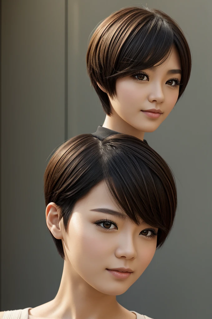 Realistic short hair douyin girl