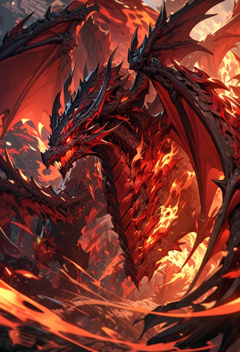 Highly detailed 4K dragon wings made of red flames.