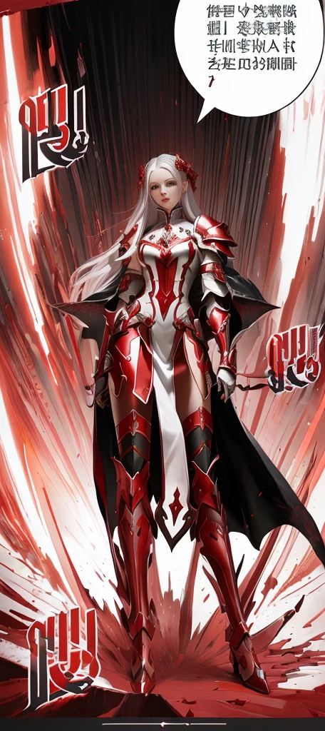 Picture of a woman wearing red and white clothes, queen of blades, Red Armor, lady in Red Armor, white and Red Armor, Full body fairy, blood Red Armor, silver armor and red clothing, Red magic surrounds her, guilty gear art style, Edelgard Fire Emblem, Keqing from genshin impact,Real,