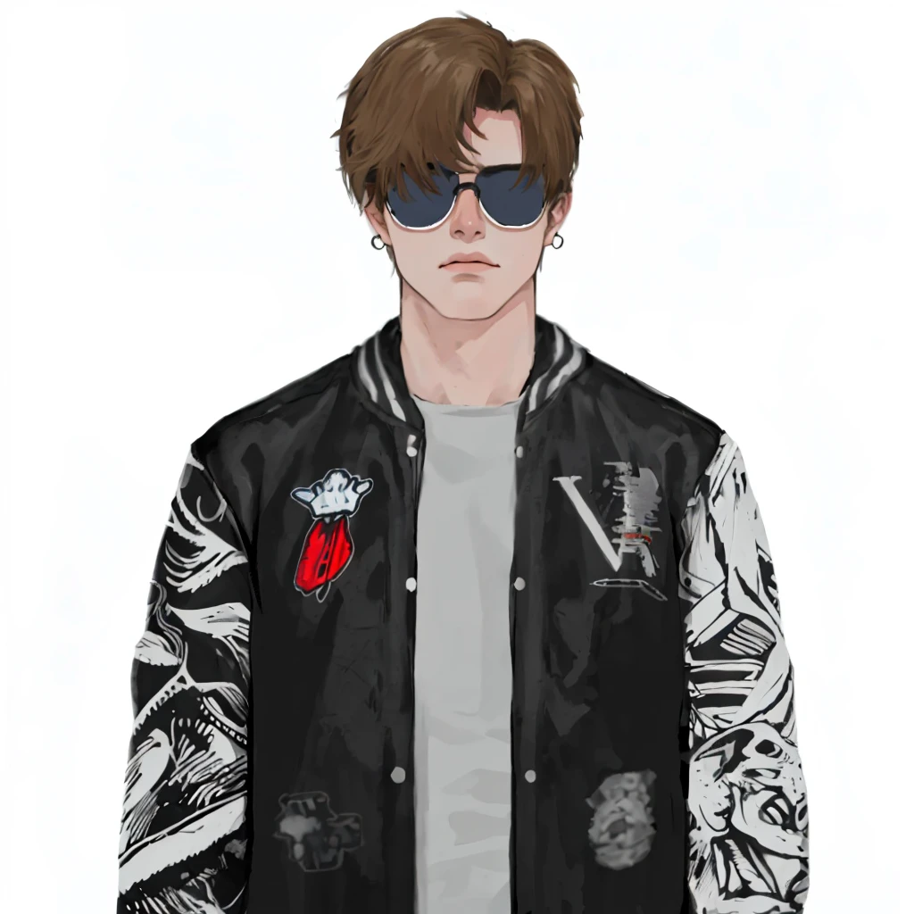 (masterpiece:1.2, best quality), (1men, solo, upper body:1.2),angry face,Hair: buzz cut, Clothing: oversized, distressed denim jacket with patches and pins, paired with black skinny jeans and combat boots, Hanging out in an underground music venue or street art exhibit