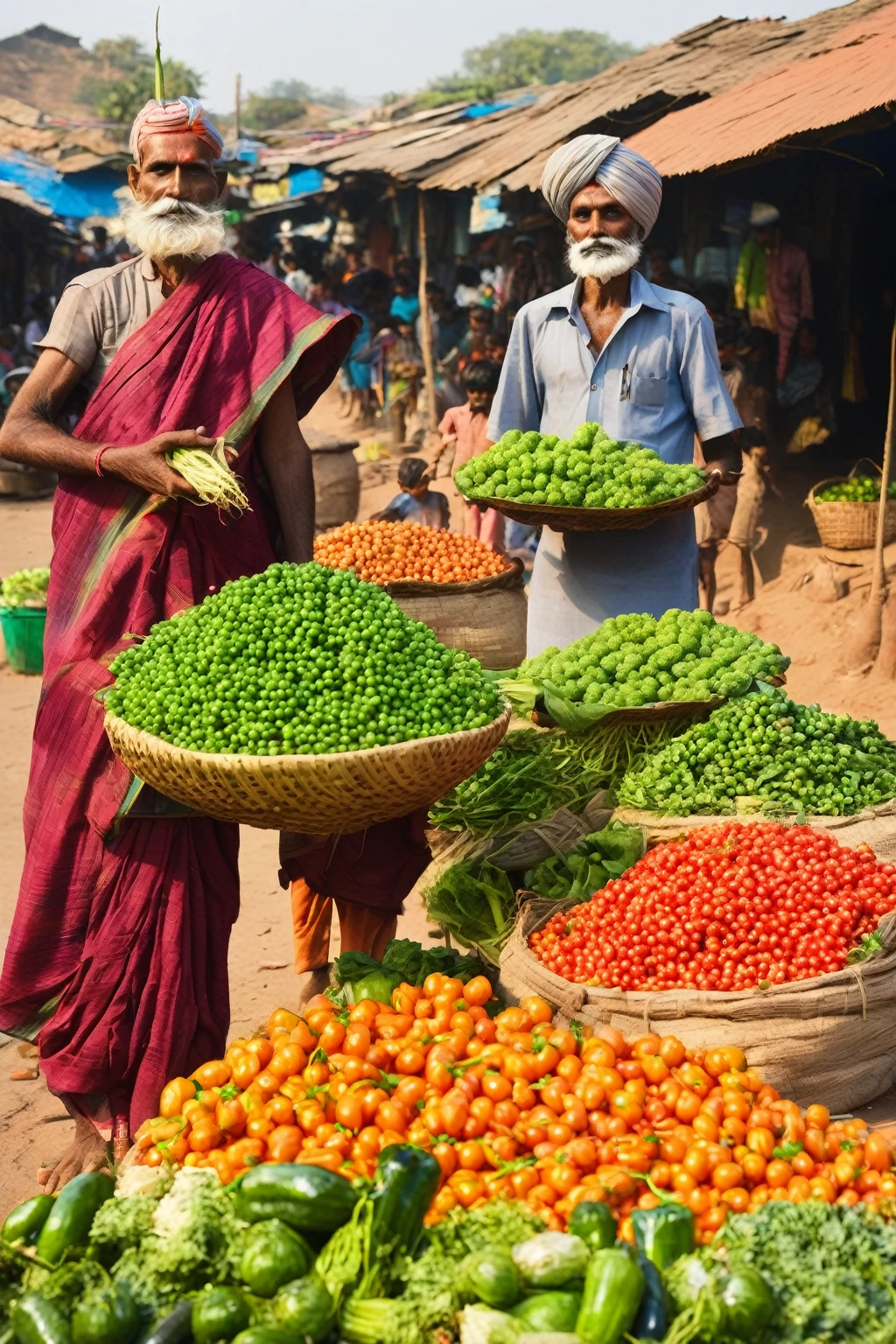 1800 india in village aliens selling vegetables in the market
