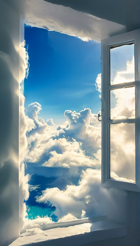 window of extra cloudy outside view of paradise