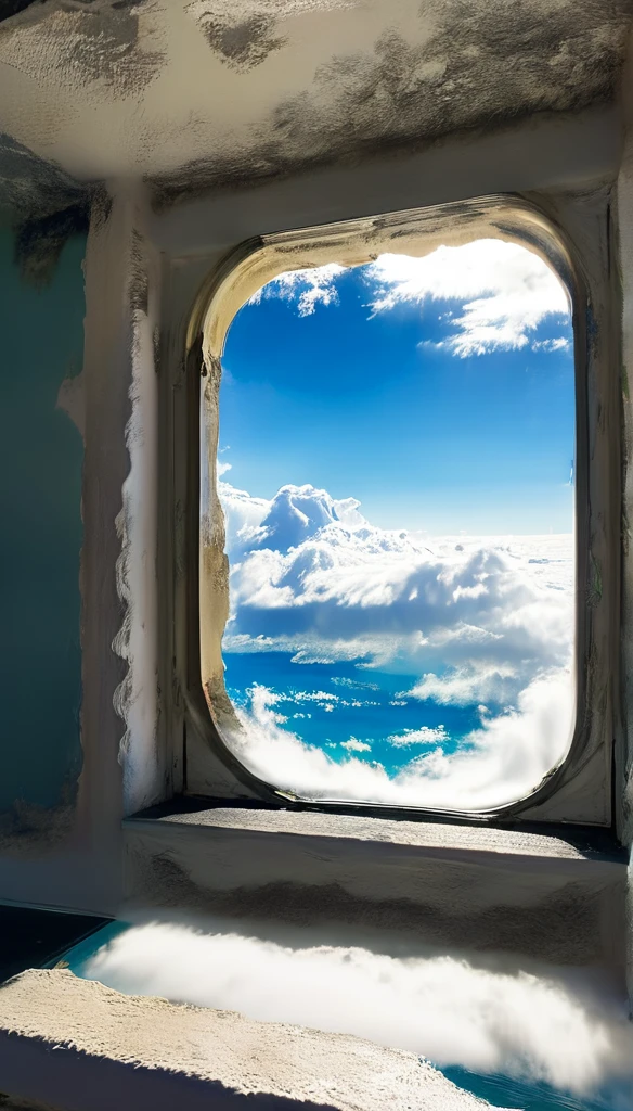 window of extra cloudy outside view of paradise 