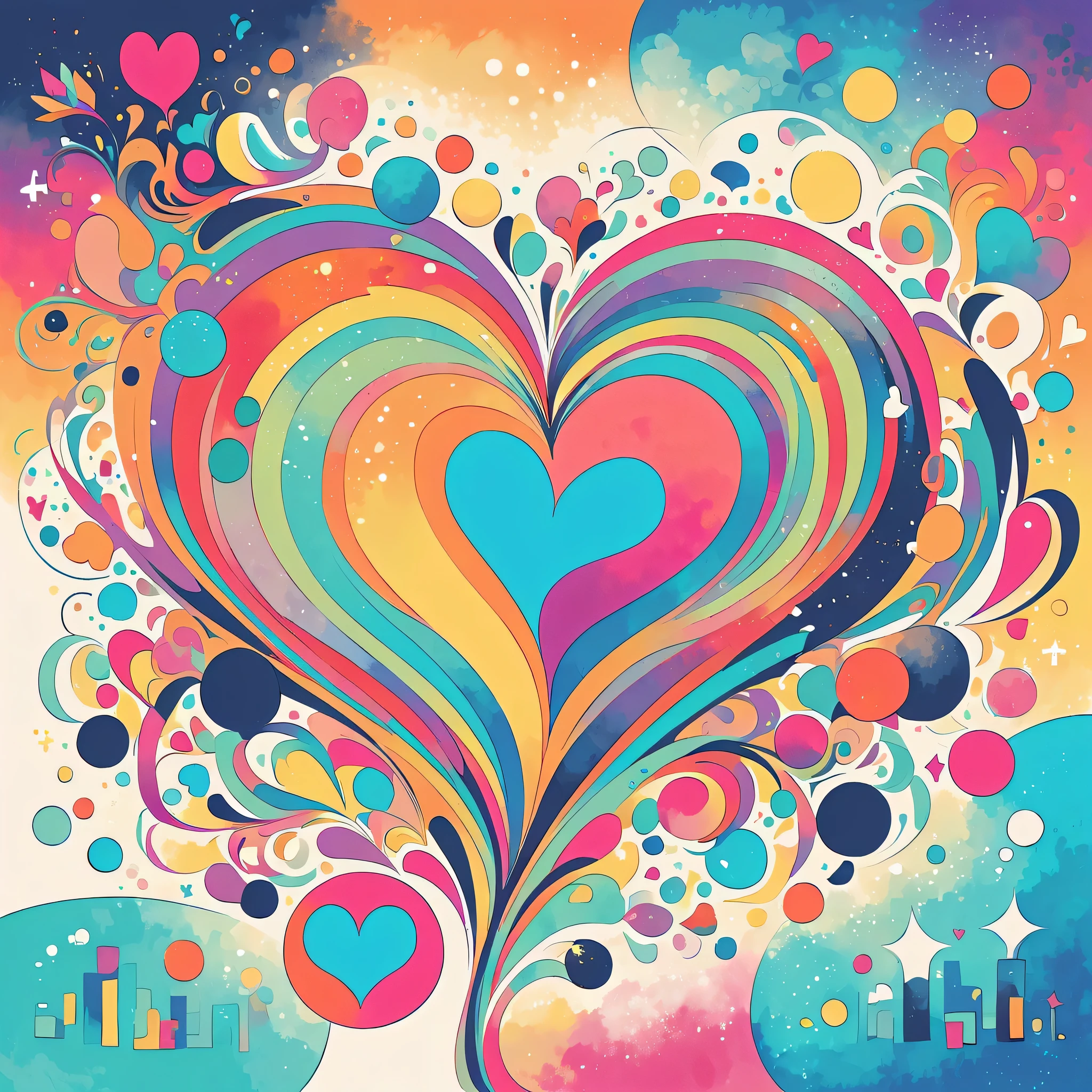 Black Star Red and White style, Simple Line Initialism,Abstract art,Urban Background, colorful hearts ,No people