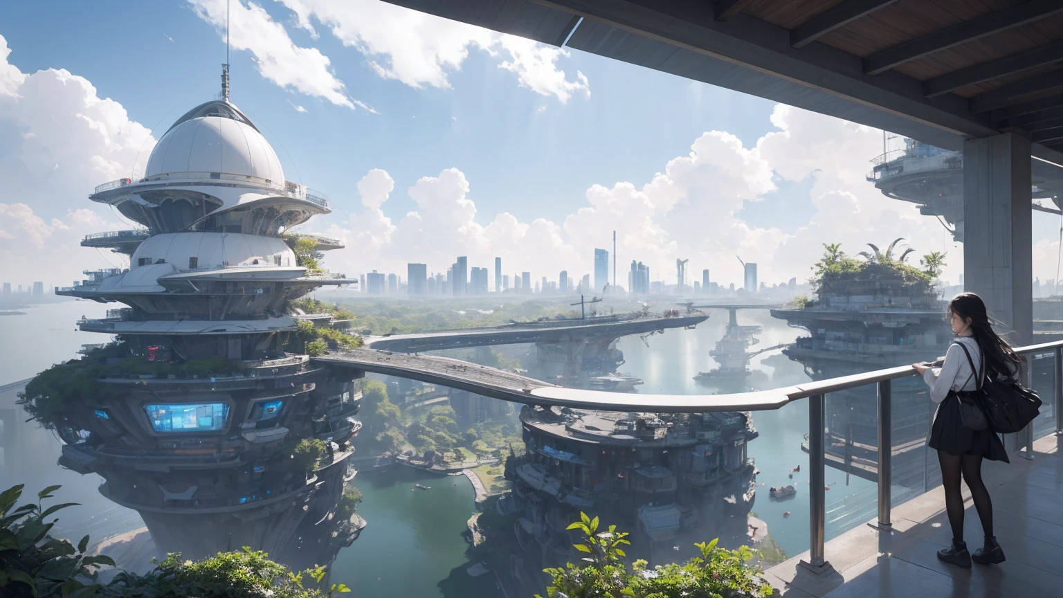 (Best quality,4K,8K,A high resolution,Masterpiece:1.2),Ultra-detailed,(Realistic,Photorealistic,photo-realistic:1.37),Futuristic floating city,Futuristic technology,Huge urban high-tech tablet platform,Airship,Floating in the sky,Futuristic city,Small airships around,High-tech hemispherical platform,Colorful lights,Advanced architecture,modernn architecture,skyscrapper,Access the cloud,Scenic beauty,view over city,Impressive design,Blend seamlessly with nature,energetic and vibrant atmosphere,Futuristic transportation system,Parking is suspended,Transparent path,Lush greenery,Sky gardens,cascading waterfalls,Magnificent skyline,reflections on the water,Sparkling river,Architectural innovation,futuristic skyscrapers,Transparent dome,The shape of the building is unusual,Elevated walkway,Impressive skyline,Glowing lights,Futuristic technology,Minimalist design,Scenic spots,Panoramic view,Cloud Piercing Tower,Vibrant colors,epic sunrise,epic sunset,Dazzling light display,magical ambiance,The future city,Urban Utopia,LuxuryLifestyle,Innovative energy,sustainable development,Smart city technology,Advanced infrastructure,Tranquil atmosphere,Nature and technology live in harmony,Awesome cityscape,Unprecedented urban planning,Architecture connects seamlessly with nature,High-tech metropolis,A cutting-edge engineering marvel,The future of urban living,Visionary architectural concept,Energy-efficient buildings,Harmony with the environment,A city floating above the clouds,Utopian dreams become reality,The possibilities are endless,State-of-the-art transportation network,Green energy integration,Innovative materials,Impressive holographic display,Advanced communication system,Breathtaking aerial view,Quiet and peaceful environment,Modernist aesthetics,Ethereal beauty