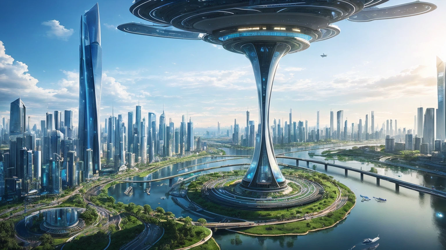 (Best quality,4K,8K,A high resolution,Masterpiece:1.2),Ultra-detailed,(Realistic,Photorealistic,photo-realistic:1.37),Futuristic floating city,Futuristic technology,Huge urban high-tech tablet platform,Airship,Floating in the sky,Futuristic city,Small airships around,High-tech hemispherical platform,Colorful lights,Advanced architecture,modernn architecture,skyscrapper,Access the cloud,Scenic beauty,view over city,Impressive design,Blend seamlessly with nature,energetic and vibrant atmosphere,Futuristic transportation system,Parking is suspended,Transparent path,Lush greenery,Sky gardens,cascading waterfalls,Magnificent skyline,reflections on the water,Sparkling river,Architectural innovation,futuristic skyscrapers,Transparent dome,The shape of the building is unusual,Elevated walkway,Impressive skyline,Glowing lights,Futuristic technology,Minimalist design,Scenic spots,Panoramic view,Cloud Piercing Tower,Vibrant colors,epic sunrise,epic sunset,Dazzling light display,magical ambiance,The future city,Urban Utopia,LuxuryLifestyle,Innovative energy,sustainable development,Smart city technology,Advanced infrastructure,Tranquil atmosphere,Nature and technology live in harmony,Awesome cityscape,Unprecedented urban planning,Architecture connects seamlessly with nature,High-tech metropolis,A cutting-edge engineering marvel,The future of urban living,Visionary architectural concept,Energy-efficient buildings,Harmony with the environment,A city floating above the clouds,Utopian dreams become reality,The possibilities are endless,State-of-the-art transportation network,Green energy integration,Innovative materials,Impressive holographic display,Advanced communication system,Breathtaking aerial view,Quiet and peaceful environment,Modernist aesthetics,Ethereal beauty