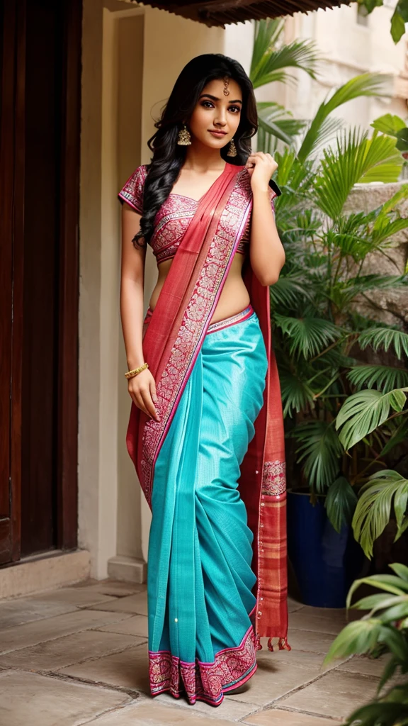 Beautiful girl who wearing Indian saree