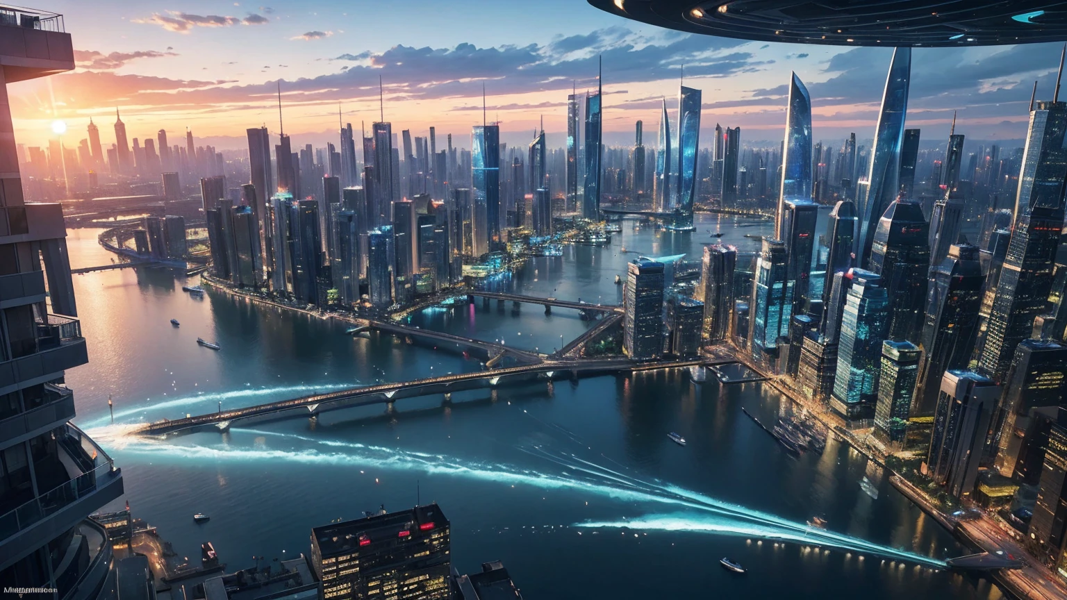 (Best quality,4K,8K,A high resolution,Masterpiece:1.2),Ultra-detailed,(Realistic,Photorealistic,photo-realistic:1.37),Futuristic floating city,Futuristic technology,Huge urban high-tech tablet platform,Airship,Floating in the sky,Futuristic city,Small airships around,High-tech hemispherical platform,Colorful lights,Advanced architecture,modernn architecture,skyscrapper,Access the cloud,Scenic beauty,view over city,Impressive design,Blend seamlessly with nature,energetic and vibrant atmosphere,Futuristic transportation system,Parking is suspended,Transparent path,Lush greenery,Sky gardens,cascading waterfalls,Magnificent skyline,reflections on the water,Sparkling river,Architectural innovation,futuristic skyscrapers,Transparent dome,The shape of the building is unusual,Elevated walkway,Impressive skyline,Glowing lights,Futuristic technology,Minimalist design,Scenic spots,Panoramic view,Cloud Piercing Tower,Vibrant colors,epic sunrise,epic sunset,Dazzling light display,magical ambiance,The future city,Urban Utopia,LuxuryLifestyle,Innovative energy,sustainable development,Smart city technology,Advanced infrastructure,Tranquil atmosphere,Nature and technology live in harmony,Awesome cityscape,Unprecedented urban planning,Architecture connects seamlessly with nature,High-tech metropolis,A cutting-edge engineering marvel,The future of urban living,Visionary architectural concept,Energy-efficient buildings,Harmony with the environment,A city floating above the clouds,Utopian dreams become reality,The possibilities are endless,State-of-the-art transportation network,Green energy integration,Innovative materials,Impressive holographic display,Advanced communication system,Breathtaking aerial view,Quiet and peaceful environment,Modernist aesthetics,Ethereal beauty