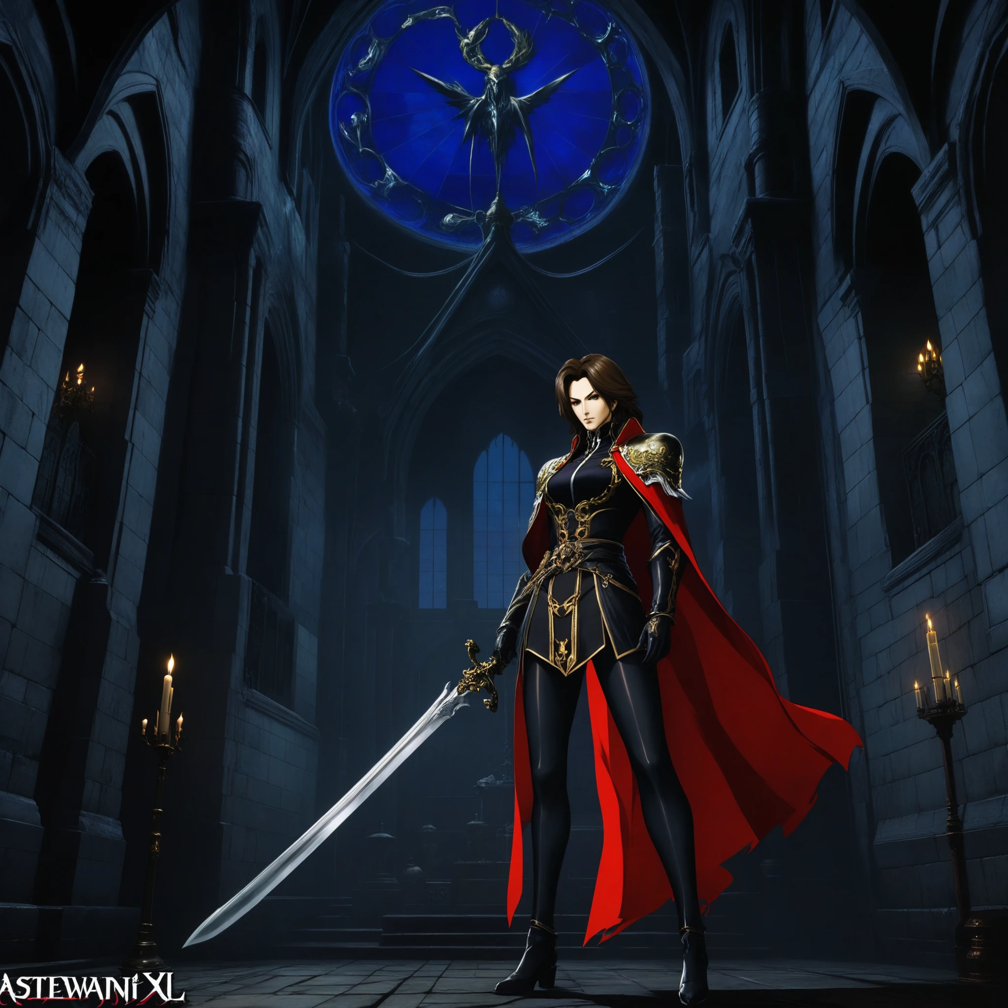 castlevania_ayami_kojima_xl, #game art #castlevania #Style #Illustration #Artwork #videogame #bishonen #dracula Alucard in a cyberpunk city looking at the camera with white hair