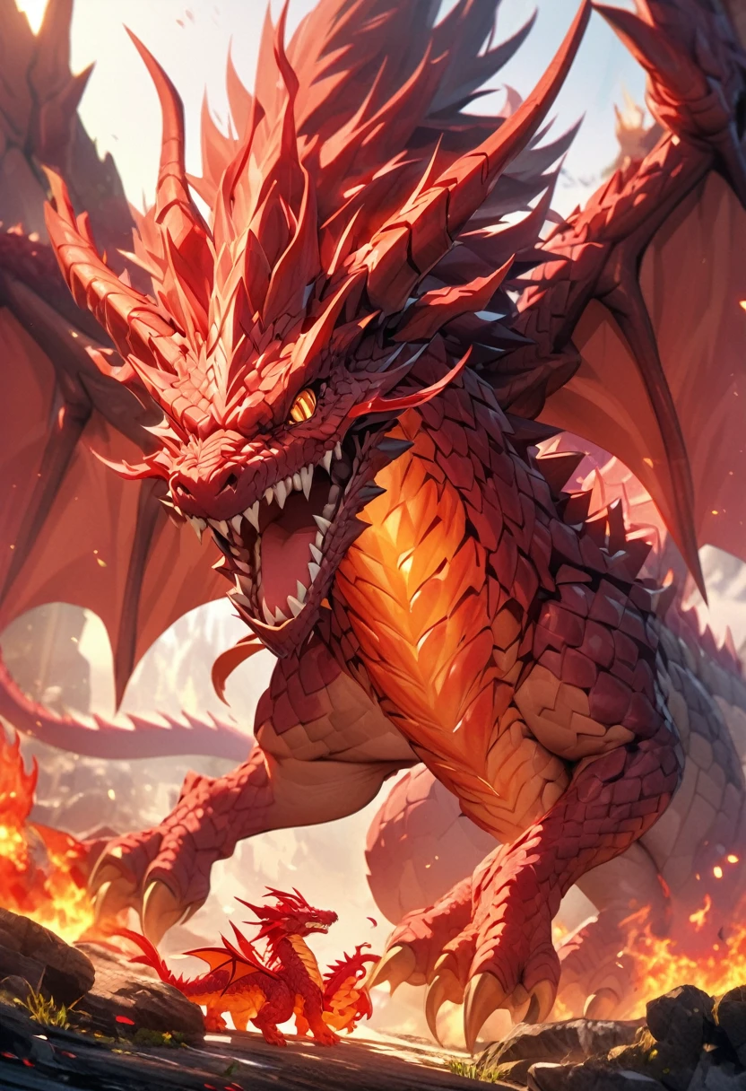 Highly detailed 4k dragon made of red flames.,baby dragon