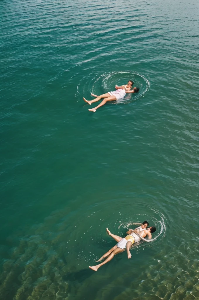 2 people floating in the water unconscious