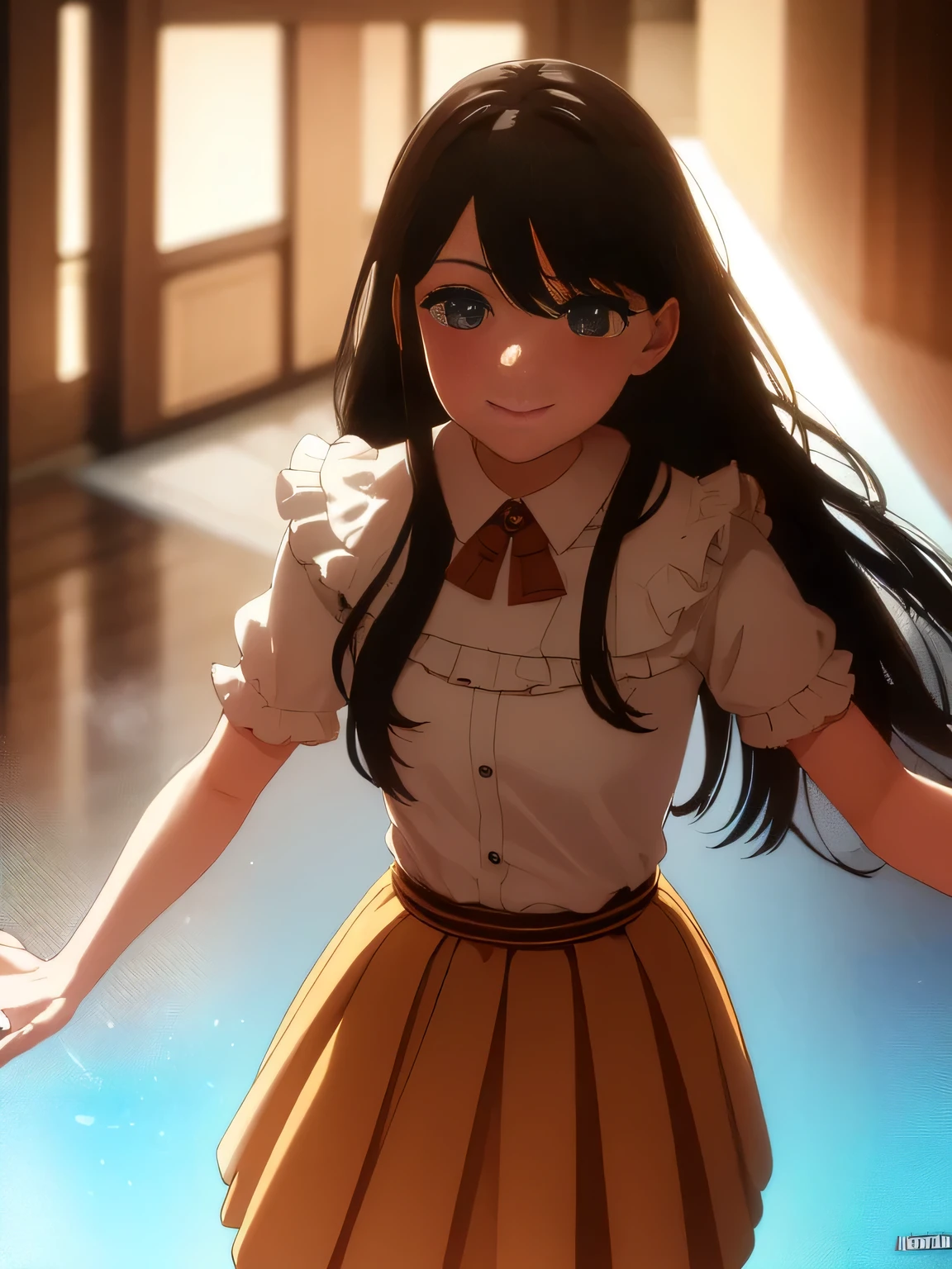 Clothing prompt	(1girl:1.3), Masterpiece, Best quality, amazing beauty, 4K, absurdres, finely detail, super detailed eye, perfect anatomy, official art, cinematic lighting, BREAK, black hair, super shiny detailed black eye, facing this way, Delighted, BREAK , usually, Are standing, from front, BREAK , (one piece:1.2), (Flared skirt:1.2), BREAK,()				