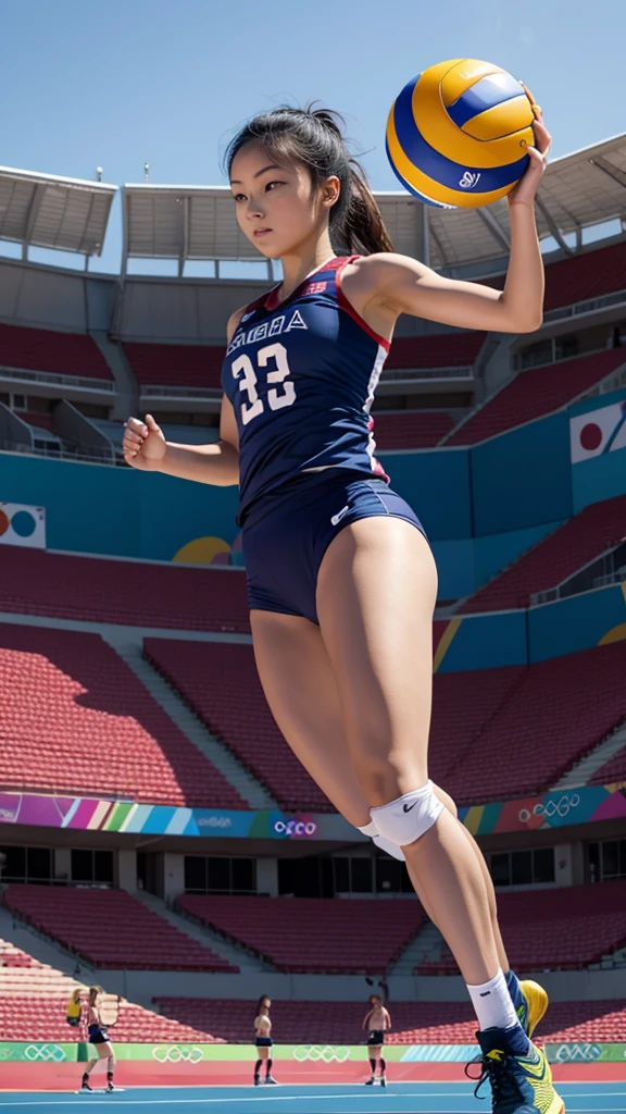 Attacking a volleyball on the Olympic stage