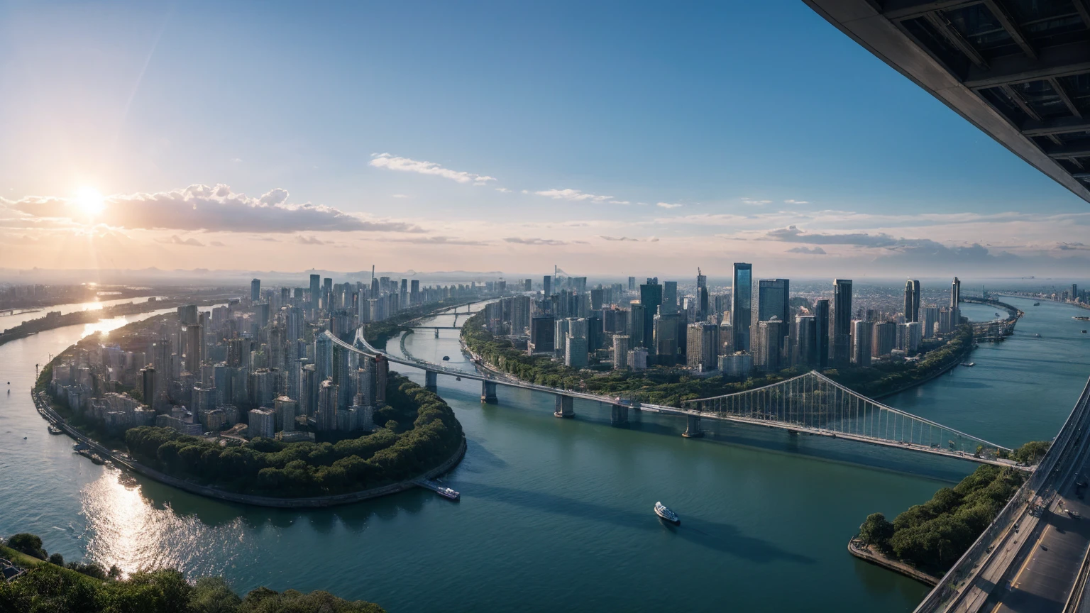 (Best quality,4K,8K,A high resolution,Masterpiece:1.2),Ultra-detailed,(Realistic,Photorealistic,photo-realistic:1.37),Futuristic floating city,Futuristic technology,Huge urban high-tech tablet platform,Airship,Floating in the sky,Futuristic city,Small airships around,High-tech hemispherical platform,Colorful lights,Advanced architecture,modernn architecture,skyscrapper,Access the cloud,Scenic beauty,view over city,Impressive design,Blend seamlessly with nature,energetic and vibrant atmosphere,Futuristic transportation system,Parking is suspended,Transparent path,Lush greenery,Sky gardens,cascading waterfalls,Magnificent skyline,reflections on the water,Sparkling river,Architectural innovation,futuristic skyscrapers,Transparent dome,The shape of the building is unusual,Elevated walkway,Impressive skyline,Glowing lights,Futuristic technology,Minimalist design,Scenic spots,Panoramic view,Cloud Piercing Tower,Vibrant colors,epic sunrise,epic sunset,Dazzling light display,magical ambiance,The future city,Urban Utopia,LuxuryLifestyle,Innovative energy,sustainable development,Smart city technology,Advanced infrastructure,Tranquil atmosphere,Nature and technology live in harmony,Awesome cityscape,Unprecedented urban planning,Architecture connects seamlessly with nature,High-tech metropolis,A cutting-edge engineering marvel,The future of urban living,Visionary architectural concept,Energy-efficient buildings,Harmony with the environment,A city floating above the clouds,Utopian dreams become reality,The possibilities are endless,State-of-the-art transportation network,Green energy integration,Innovative materials,Impressive holographic display,Advanced communication system,Breathtaking aerial view,Quiet and peaceful environment,Modernist aesthetics,Ethereal beauty
