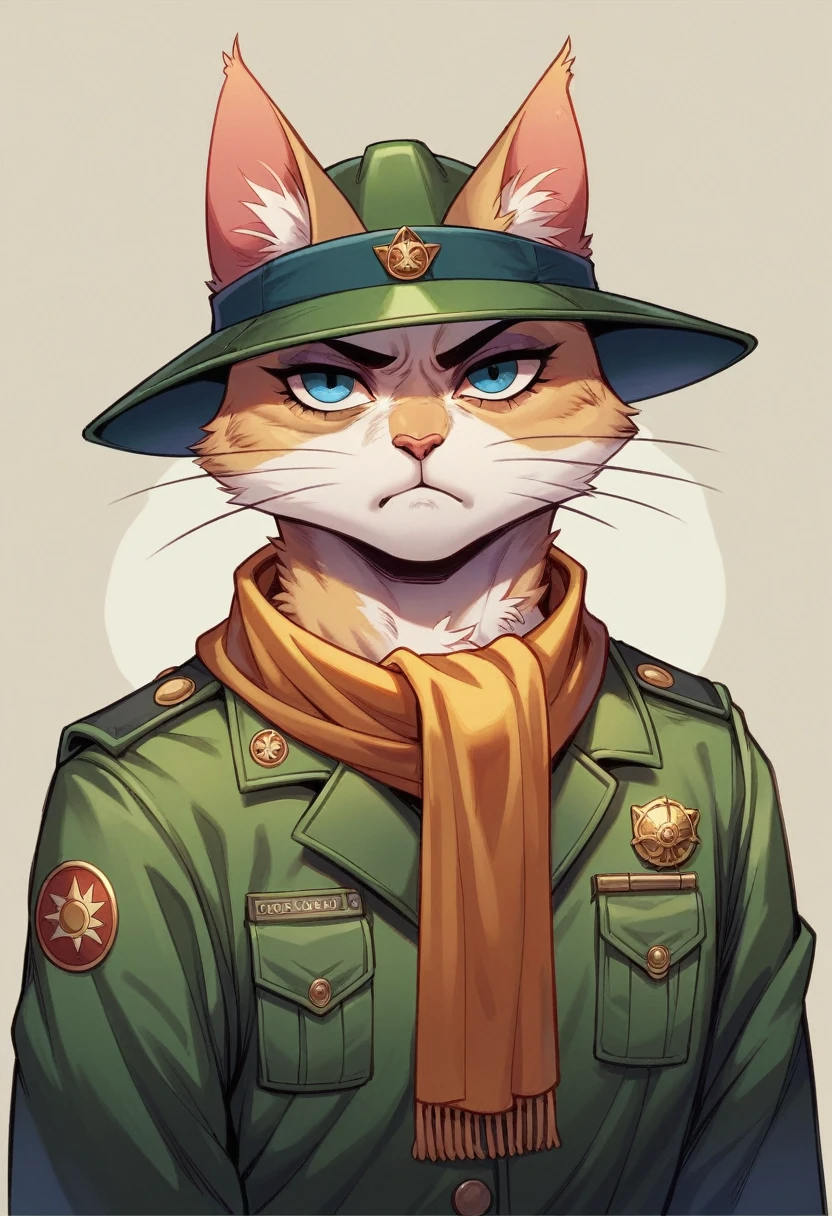 Cat with hat and scarf, Art Station Trends, Punk clothing, Detailed ultra-realistic rendering, British gang members, Street Style, intimidating pose, Planet of Cats, Trendy clothes, Urban Warrior, meow, West Slavic traits, 8 1 5
