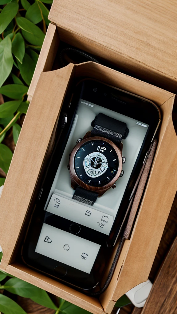 Smartwatch in a wood box