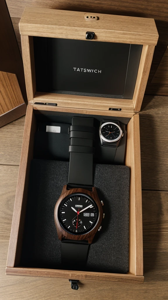 Smartwatch in a wood box