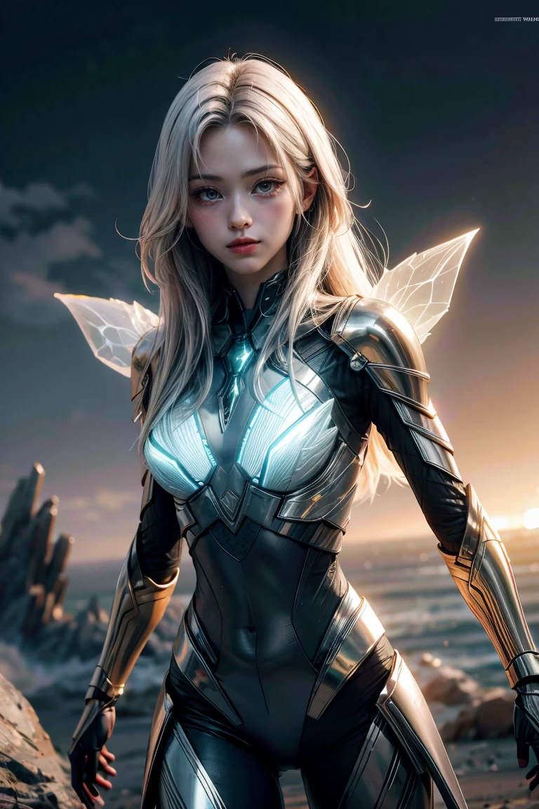 Translucent ethereal alien warrior，ModelShoot style, (Extremely detailed CG unified 8K wallpapers), The beauty of abstract stylization,，surrealism, 8K, Super detail, Best quality, Award-Awarded, Anatomically correct, 16k, Super detail