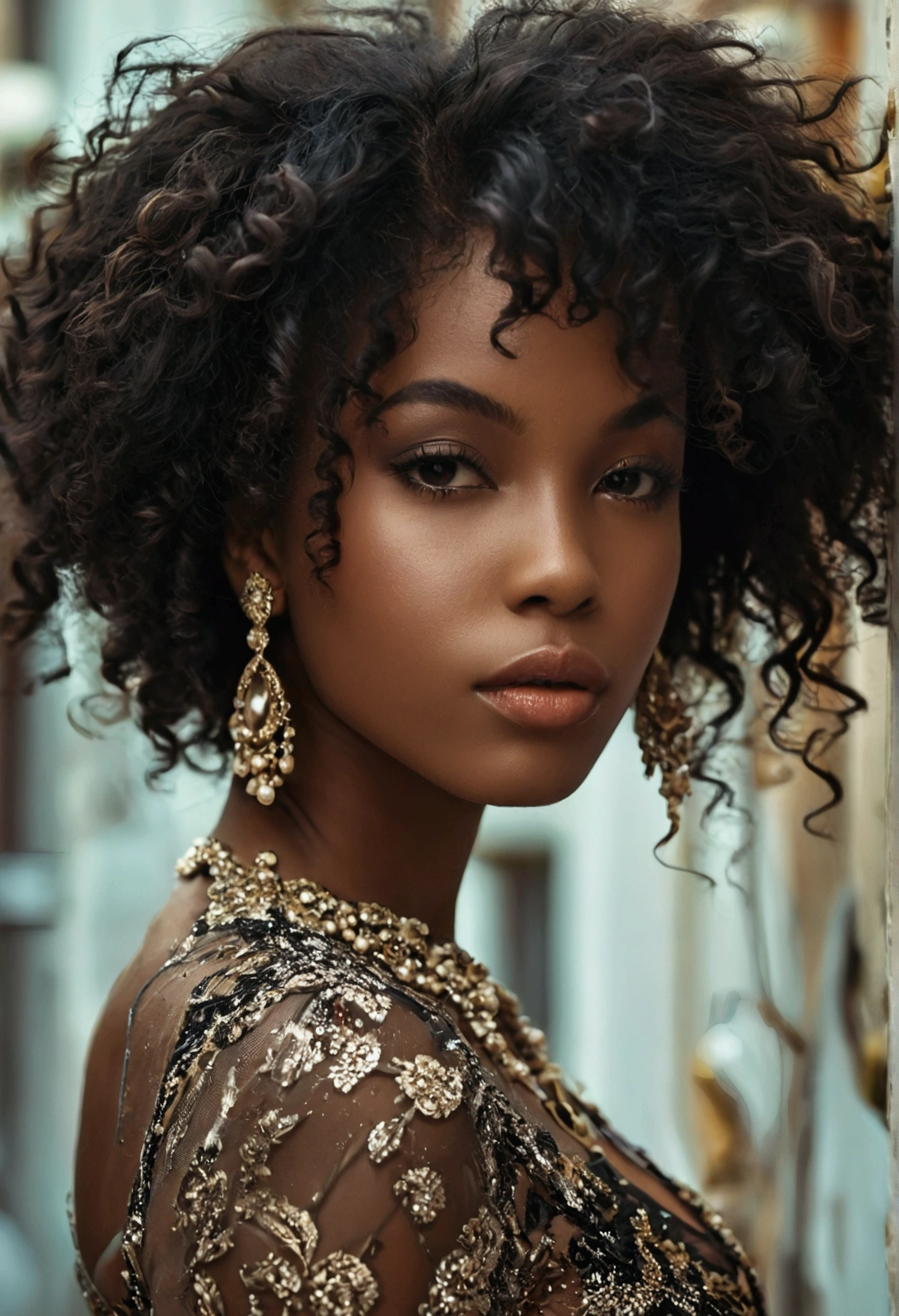 Jolie femme afro-américaine sexy de 20 ans, cheveux lisse noir jusqu&#39;à la taille, gros butin, costume d&#39;affaires,cuisses épaisses (photo-réaliste: 2,5) (chef-d&#39;œuvre: 1,5) (meilleure qualité: 1,5) (couleur corrigée) (Skins de détail: 2,5) (8k)photo entièrement du corps, pose en pleine ville