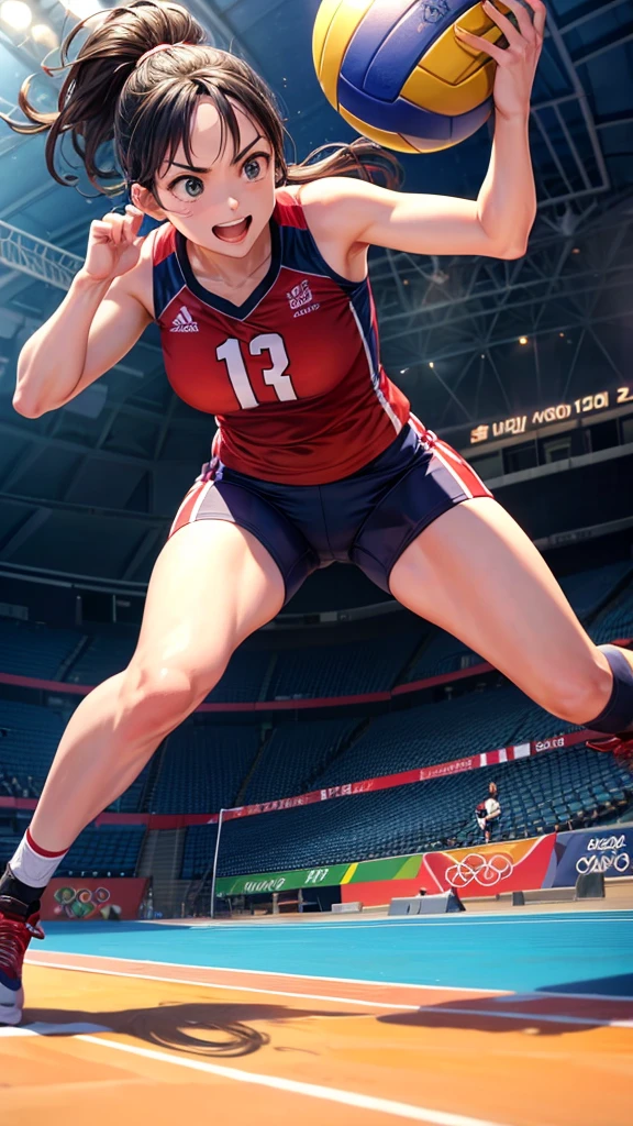 Attacking a volleyball on the Olympic stage
