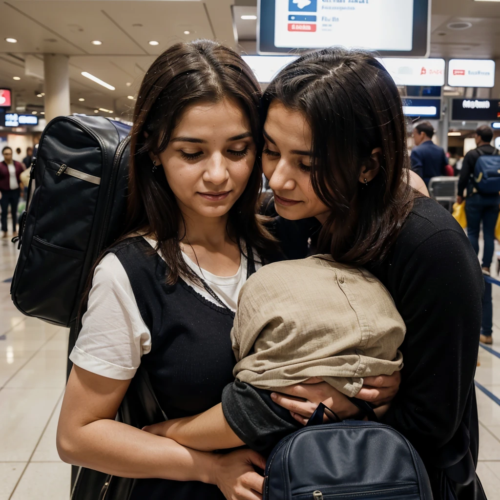 An image of old mother and her son meeting In airport after long time wait with full of tears in both of their eyes