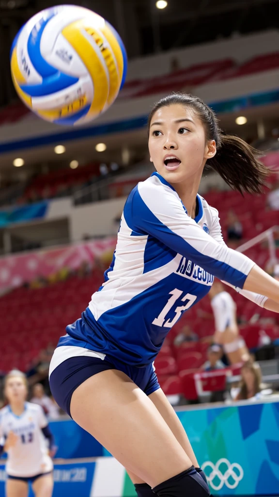 Attacking a volleyball on the Olympic stage