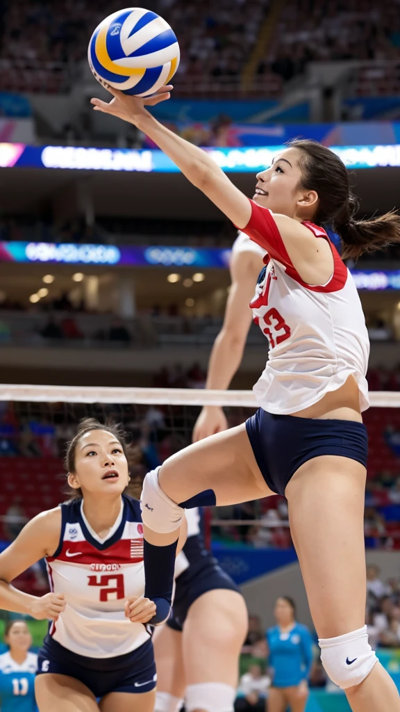 Attacking a volleyball on the Olympic stage