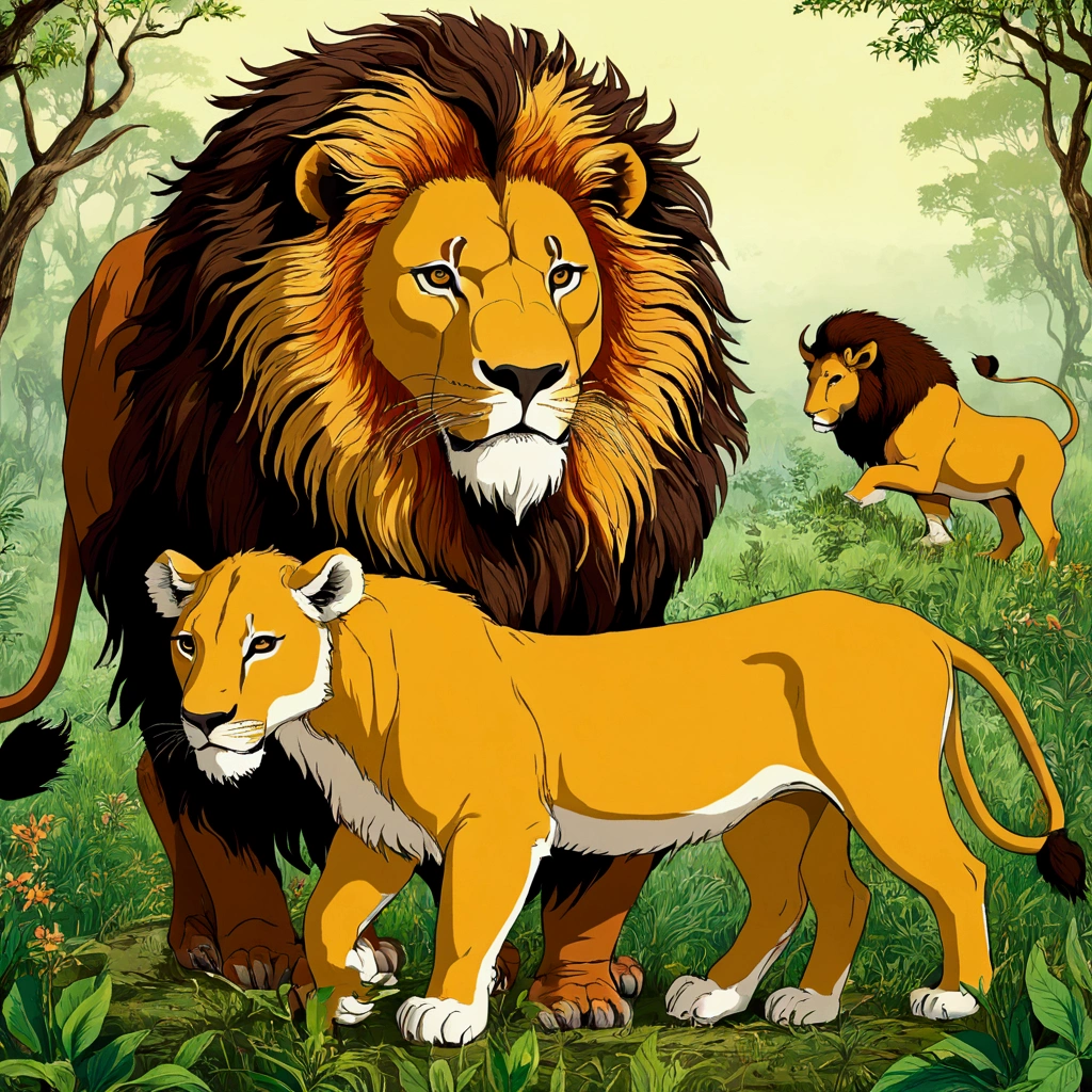 Savannah、Lion、bison
