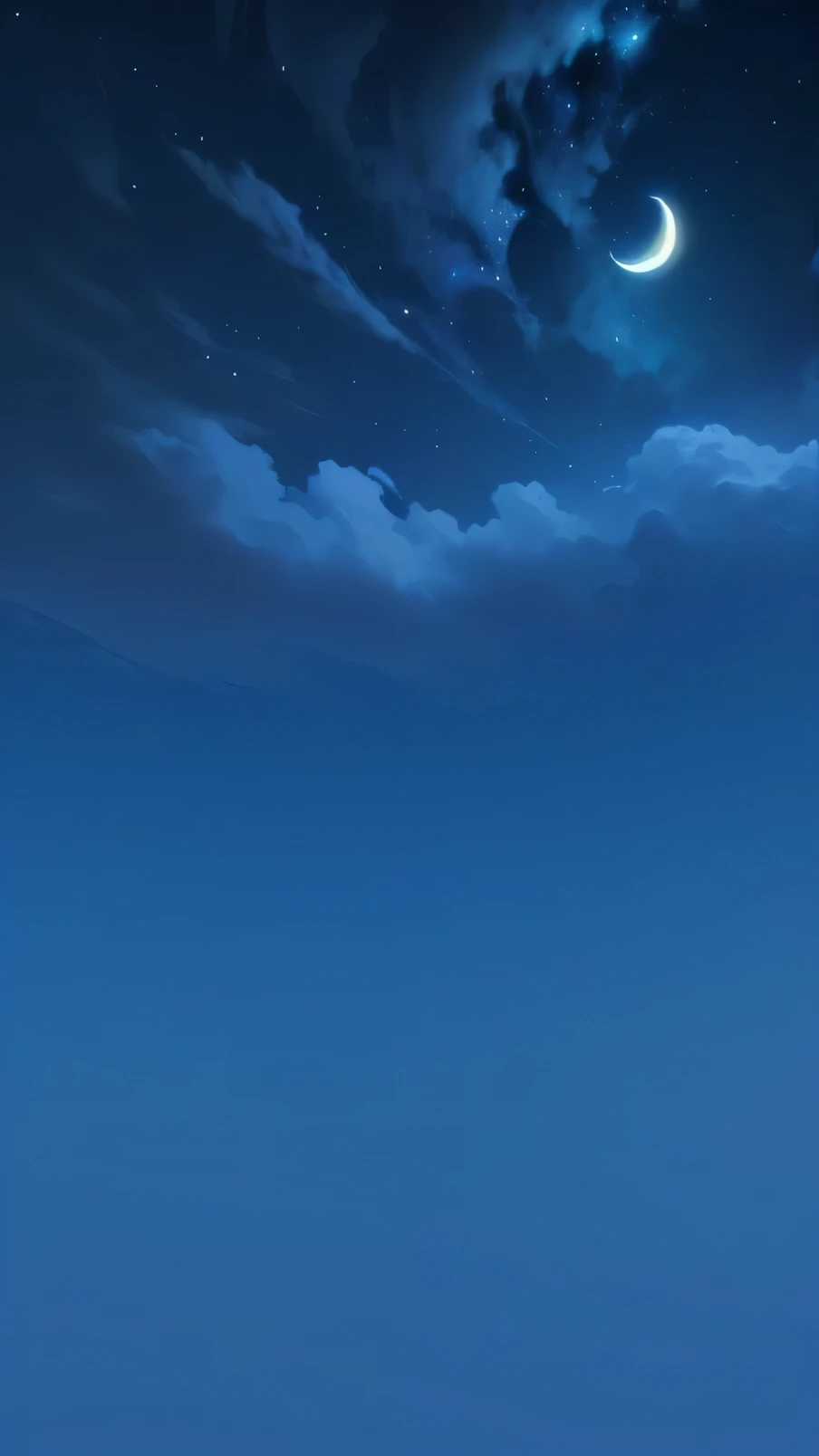 There is a crescent moon and stars in the night sky,Moonlight Clouds Background, Night background, Deep blue night sky, Simple background, 4k vertical screen wallpaper, 4k vertical screen wallpaper, Simple background, 深Blue Background, Solid color background, Blue Background, Epic Background, hq 4k mobile wallpaper, 8k vertical screen wallpaper, 8k vertical screen wallpaper