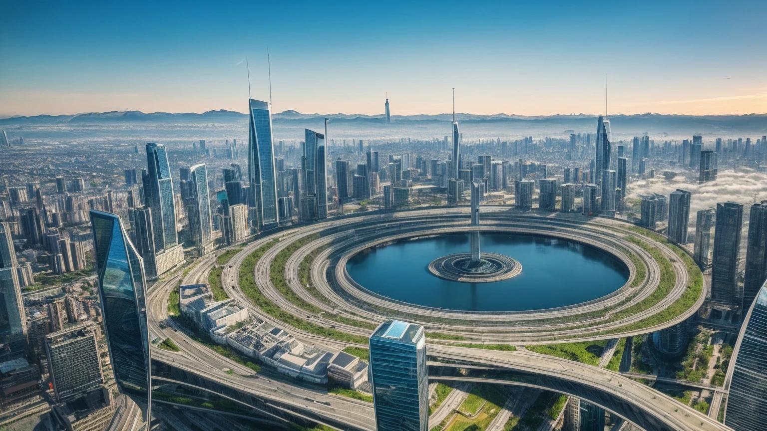 (Best quality,4K,8K,A high resolution,Masterpiece:1.2),Ultra-detailed,(Realistic,Photorealistic,photo-realistic:1.37),Futuristic floating city,Futuristic technology,Huge urban high-tech tablet platform,Airship,Floating in the sky,Futuristic city,Small airships around,High-tech hemispherical platform,Colorful lights,Advanced architecture,modernn architecture,skyscrapper,Access the cloud,Scenic beauty,view over city,Impressive design,Blend seamlessly with nature,energetic and vibrant atmosphere,Futuristic transportation system,Parking is suspended,Transparent path,Lush greenery,Sky gardens,cascading waterfalls,Magnificent skyline,reflections on the water,Sparkling river,Architectural innovation,futuristic skyscrapers,Transparent dome,The shape of the building is unusual,Elevated walkway,Impressive skyline,Glowing lights,Futuristic technology,Minimalist design,Scenic spots,Panoramic view,Cloud Piercing Tower,Vibrant colors,epic sunrise,epic sunset,Dazzling light display,magical ambiance,The future city,Urban Utopia,LuxuryLifestyle,Innovative energy,sustainable development,Smart city technology,Advanced infrastructure,Tranquil atmosphere,Nature and technology live in harmony,Awesome cityscape,Unprecedented urban planning,Architecture connects seamlessly with nature,High-tech metropolis,A cutting-edge engineering marvel,The future of urban living,Visionary architectural concept,Energy-efficient buildings,Harmony with the environment,A city floating above the clouds,Utopian dreams become reality,The possibilities are endless,State-of-the-art transportation network,Green energy integration,Innovative materials,Impressive holographic display,Advanced communication system,Breathtaking aerial view,Quiet and peaceful environment,Modernist aesthetics,Ethereal beauty