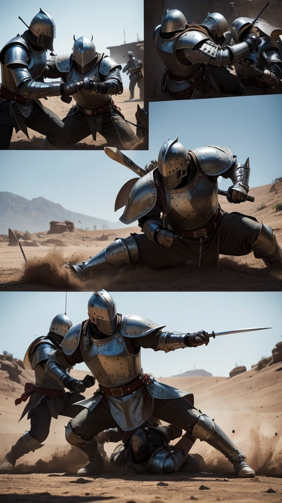 Western knights are engaged in fierce combat