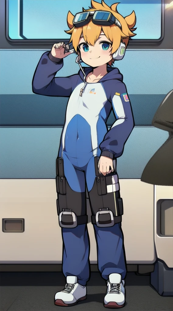 Second dimension boy teenager,Bodysuit,horn,Cow ears,Put the headphones on your head,stand up,goggles,sports shoes,Slim,Sailor collar,White knee socks,Short sleeve shorts,Leg ring,cute,happy,zipper