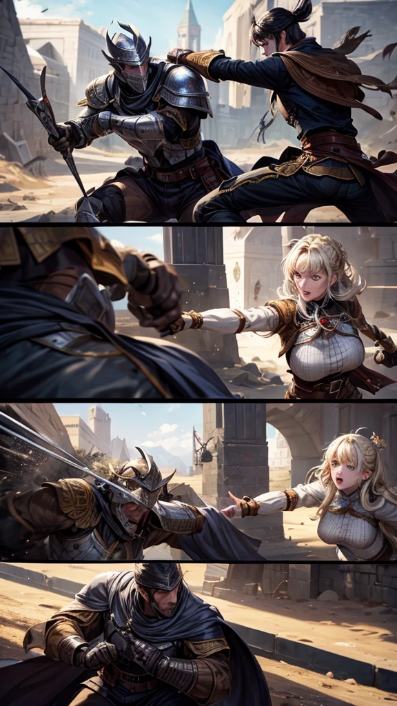 Western knights are engaged in fierce combat