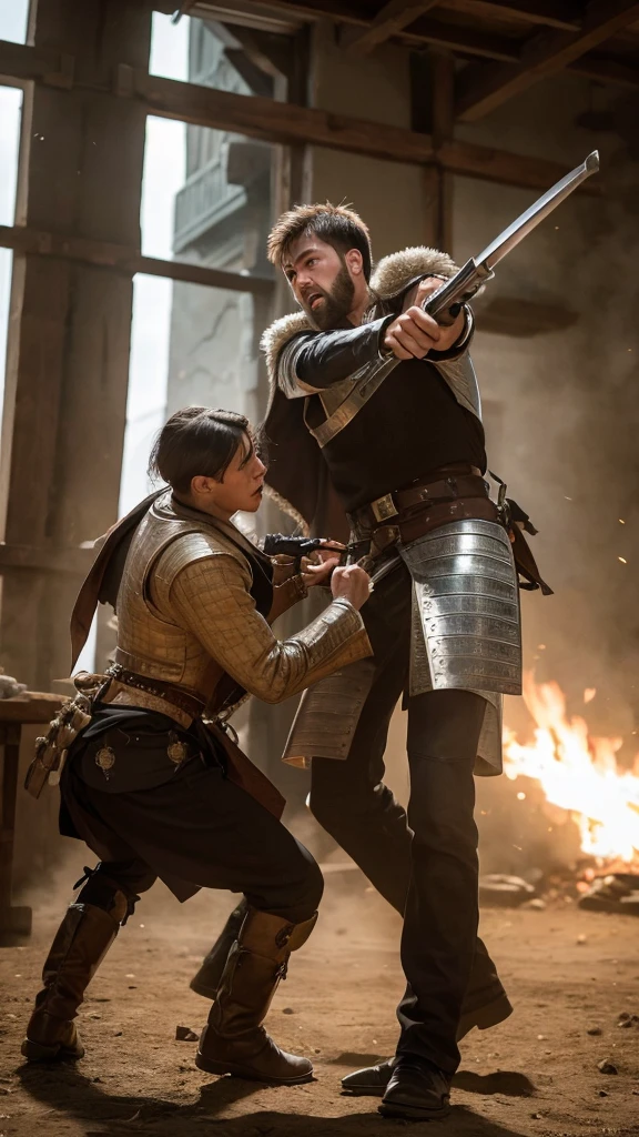 Western knights are engaged in fierce combat