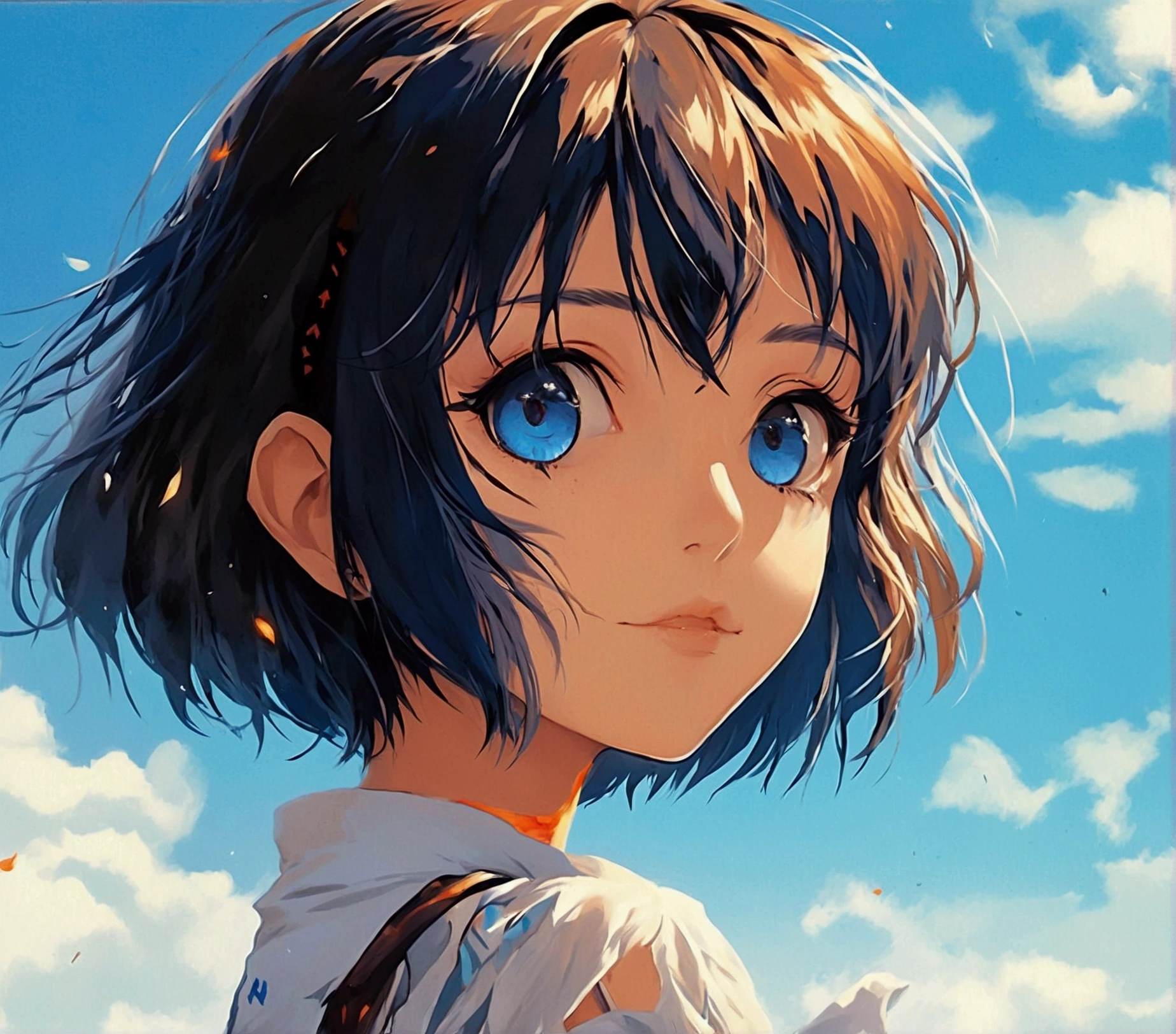 Change her eyes to blue and show her entire body