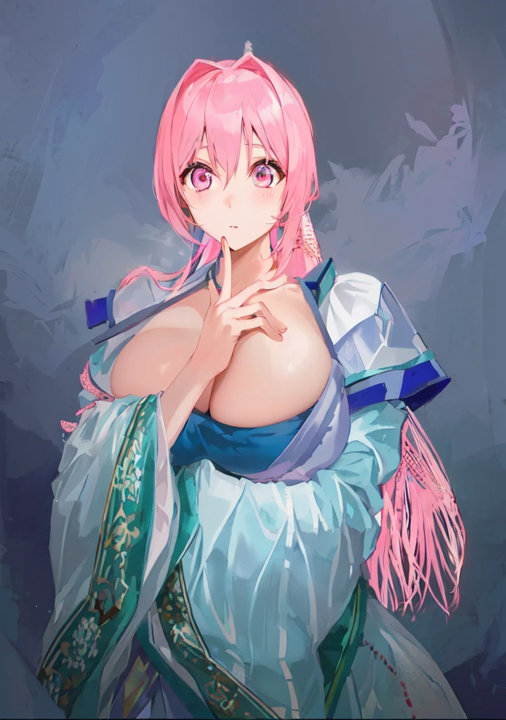 Pink Hair、Anime Girl,Pink eyes, Produced in collaboration with Anime Painter Studio, In the anime painter studio, ,  Sonison，超级Sonison，Celluloid，Three Kingdoms，Chinese style，antiquity，Hanfu，，Huge Breasts，Good shape，Pink ponytail，Pink long hair，Costume，包不住的Huge Breasts，Cute girl，Noble,Pink long hair，The face remains unchanged，Satomi light diamond，Blazing Horse