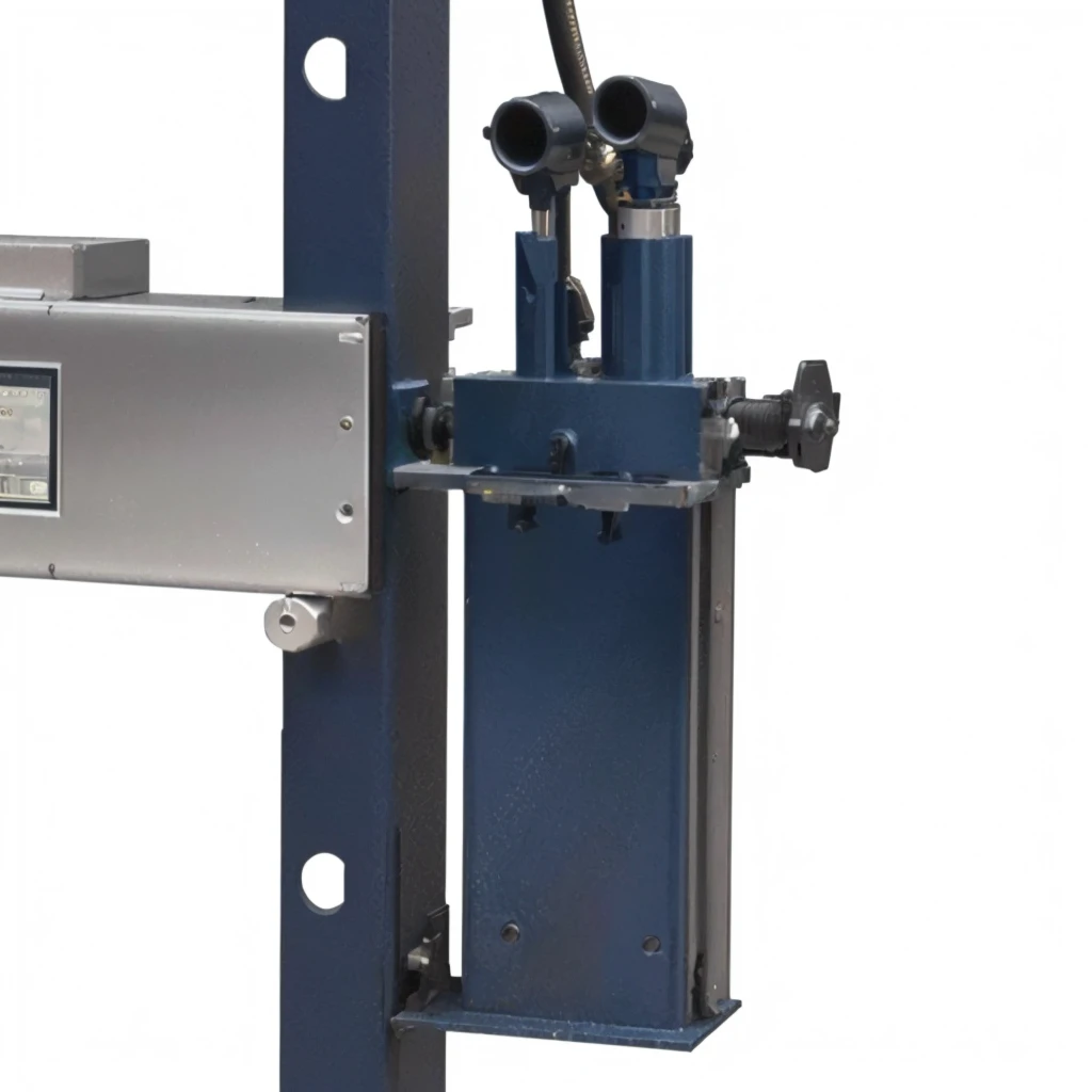 There is a machine on a pole, Hydraulic characteristics, highly technical, portrait n - 9, detail, multi-part, technical detail, technical, high quality mechanical, product photo, high technical detail, Beautiful images, aluminum, close up, close up视图, 近距离portrait, high resolution detail, portrait, high detail product photo,unbelievably realistic,