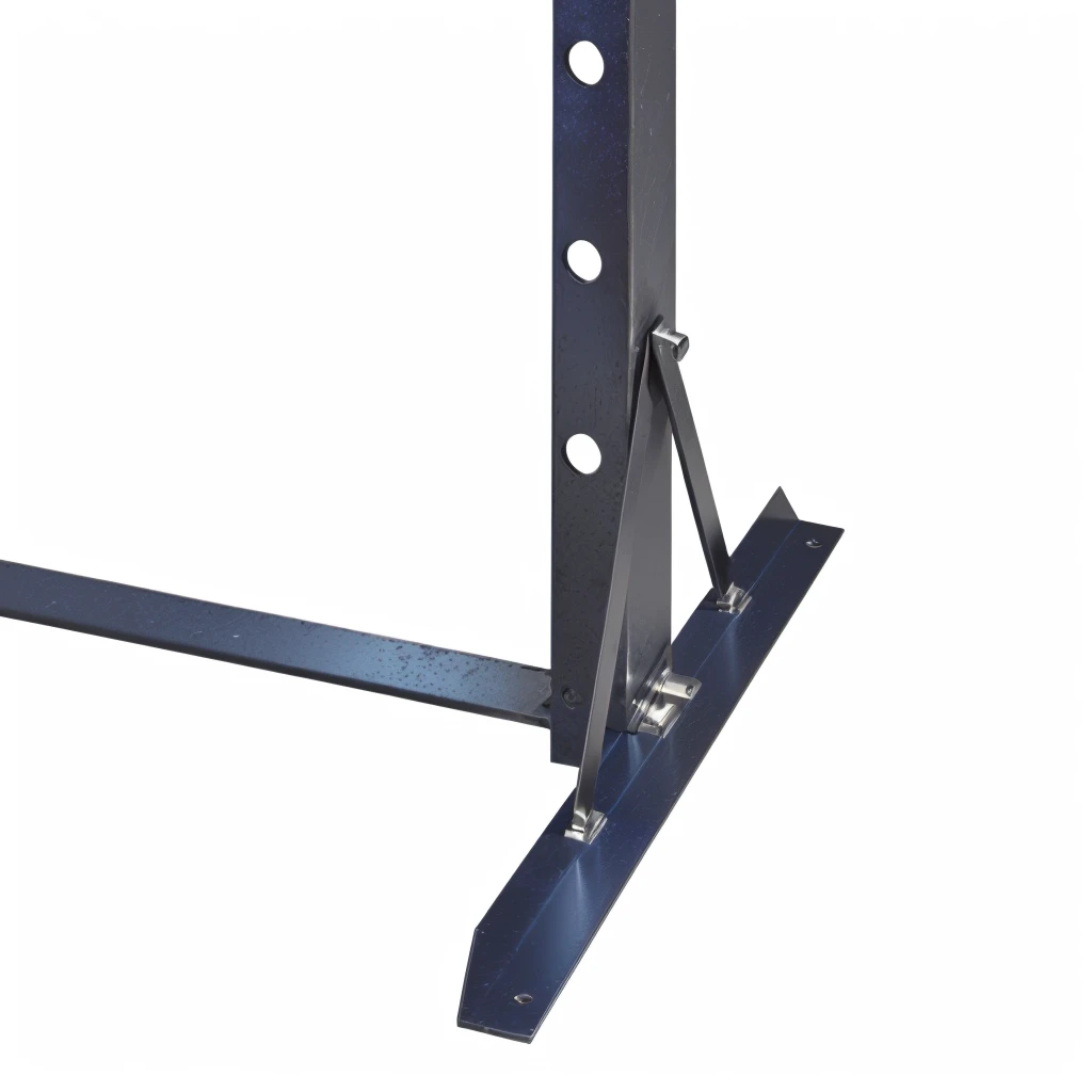 Close-up of a metal frame with metal bars attached, elevation view, tilted 35° frame, pillar, Tilt frame, Side close-up view, Top angle view, Bottom Angle, product photo, 憔悴的Side View特写, Battle Station, Iron frame, Standing sideways, top view, Side View,unbelievably realistic