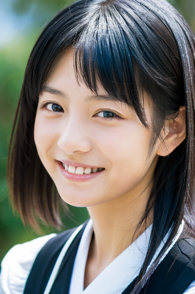  1 Japanese girl,cute,black hair,smile,face focus