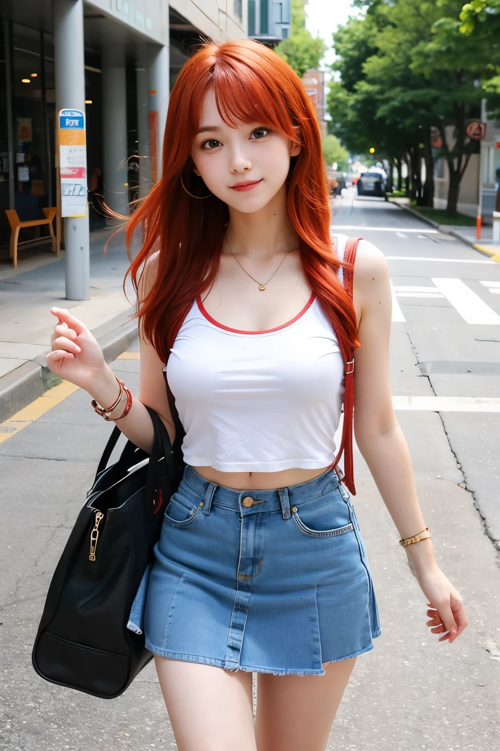 high school girl,Summer clothes,Lewd,Red hair,Going home