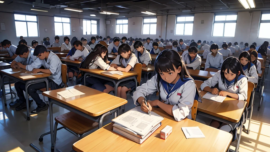 Large number of students preparation for exam